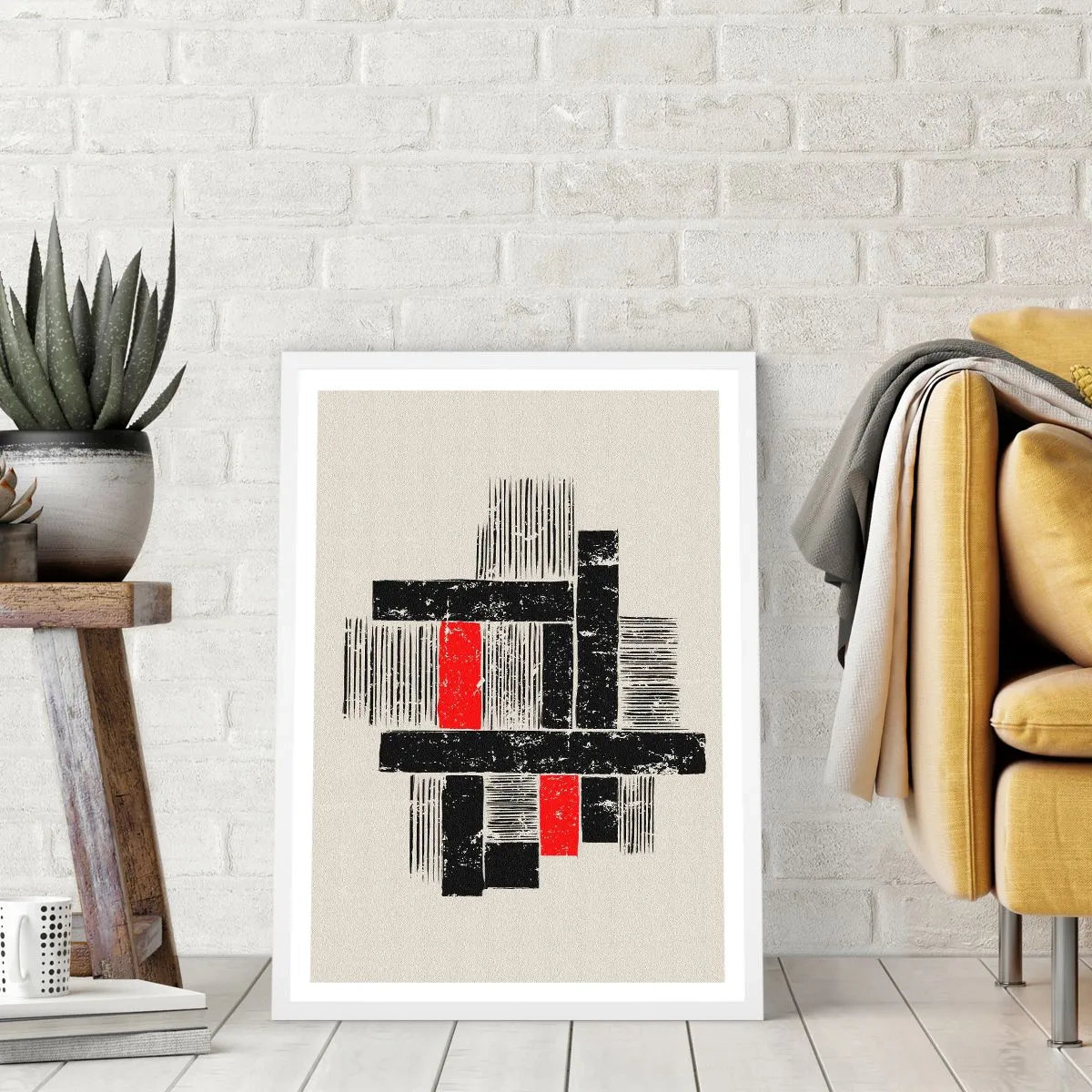 Pôster em moldura branca - Vermelho e preto - 40x50 cm