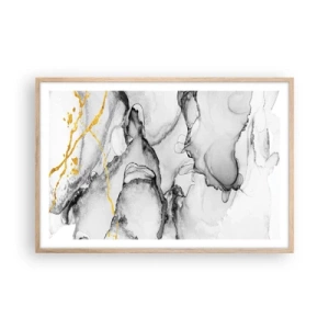 Pôster com moldura de carvalho claro - Composição dourada - 91x61 cm