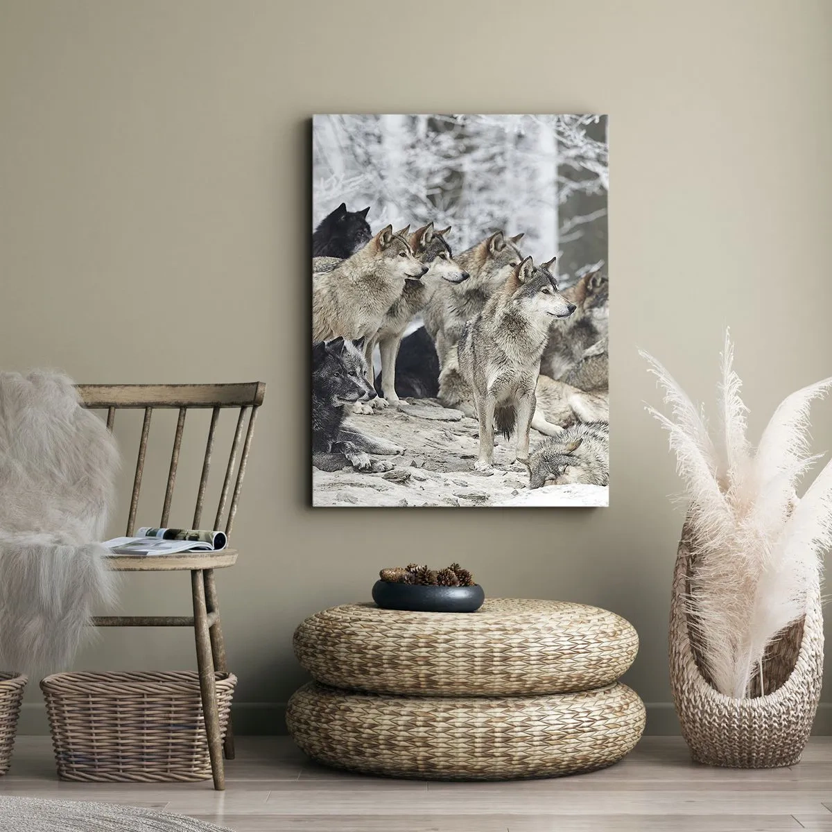 Quadro em tela - Família e amigos - 45x80 cm