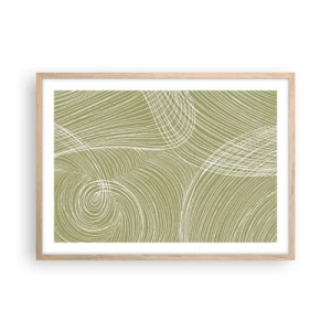 Pôster com moldura de carvalho claro - Abstração intrincada em branco - 70x50 cm