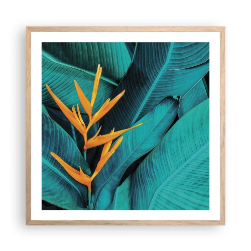 Pôster com moldura de carvalho claro - Flor do Éden - 60x60 cm