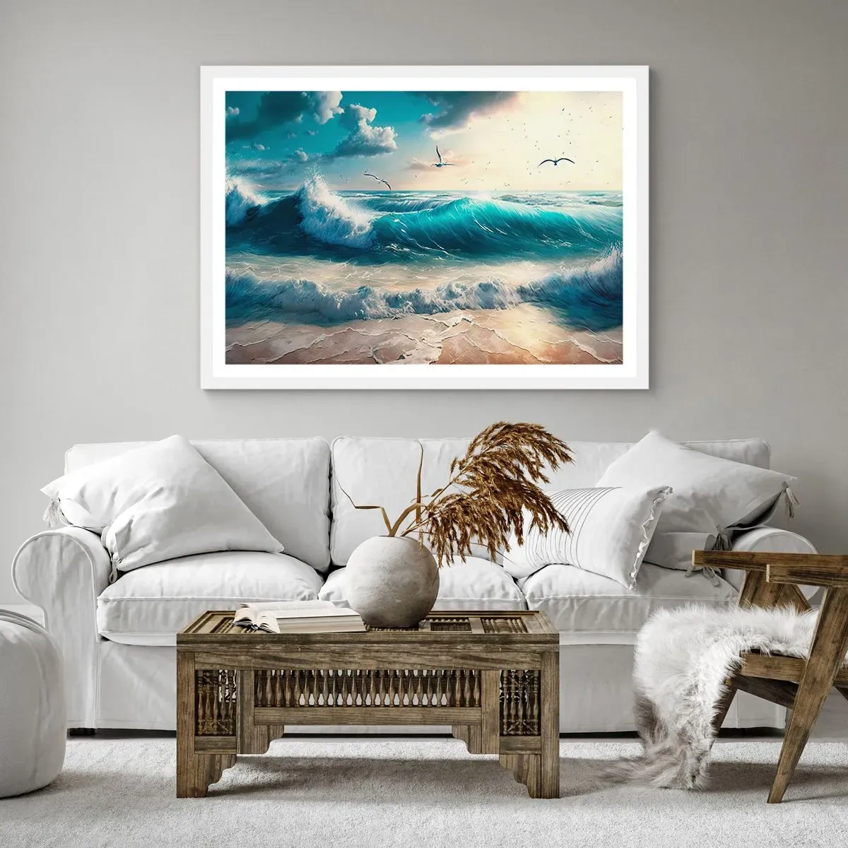 Pôster em moldura branca - Cantarola apenas para si - 100x70 cm