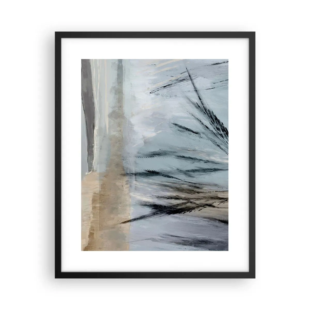 Pôster com moldura preta - Campos de inverno - 40x50 cm