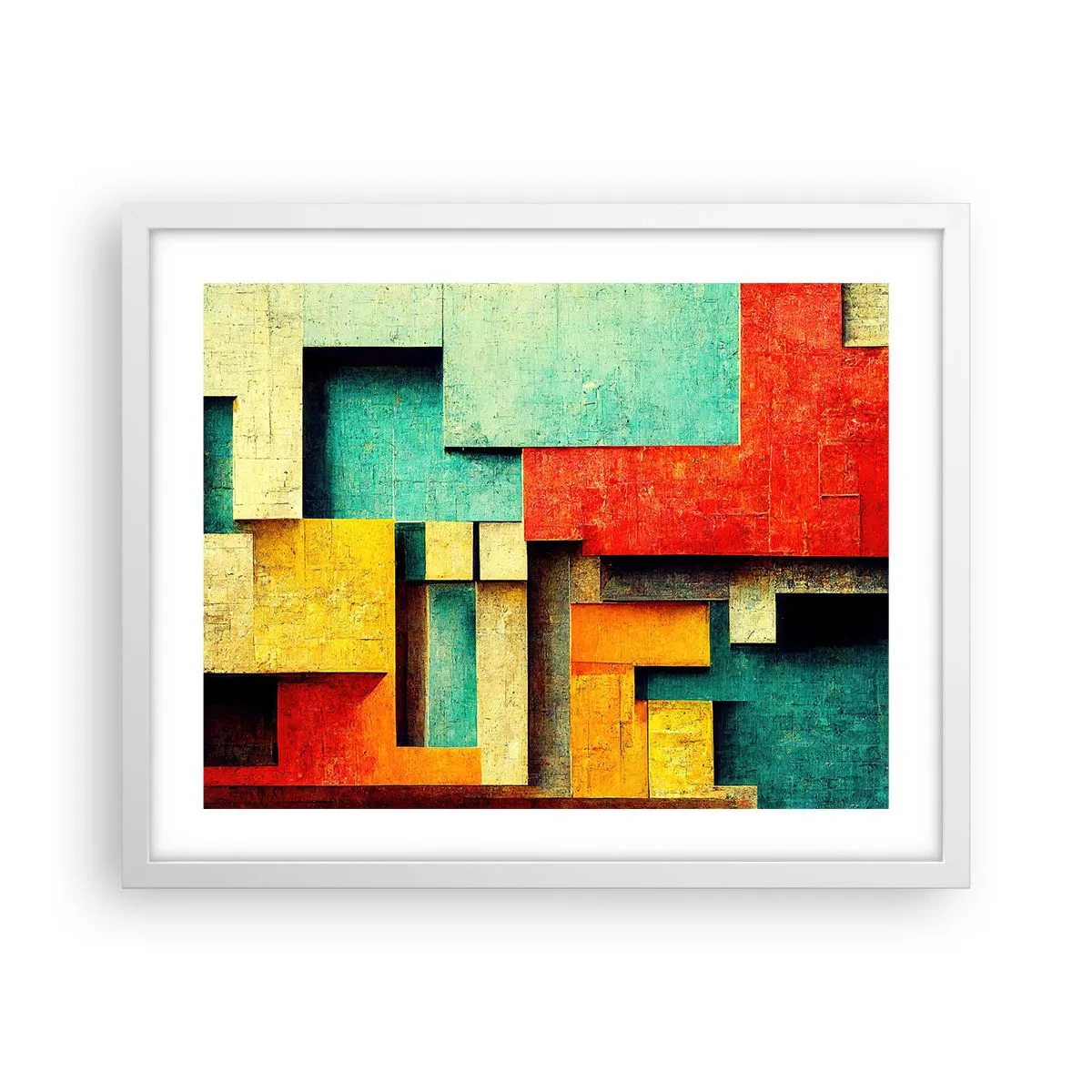 Pôster em moldura branca - Festival de ângulos vivos - 50x40 cm