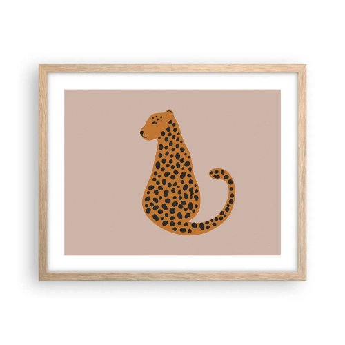 Pôster com moldura de carvalho claro - A estampa de leopardo está na moda - 50x40 cm