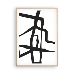 Pôster com moldura de carvalho claro - Projeto preto e branco - 70x100 cm