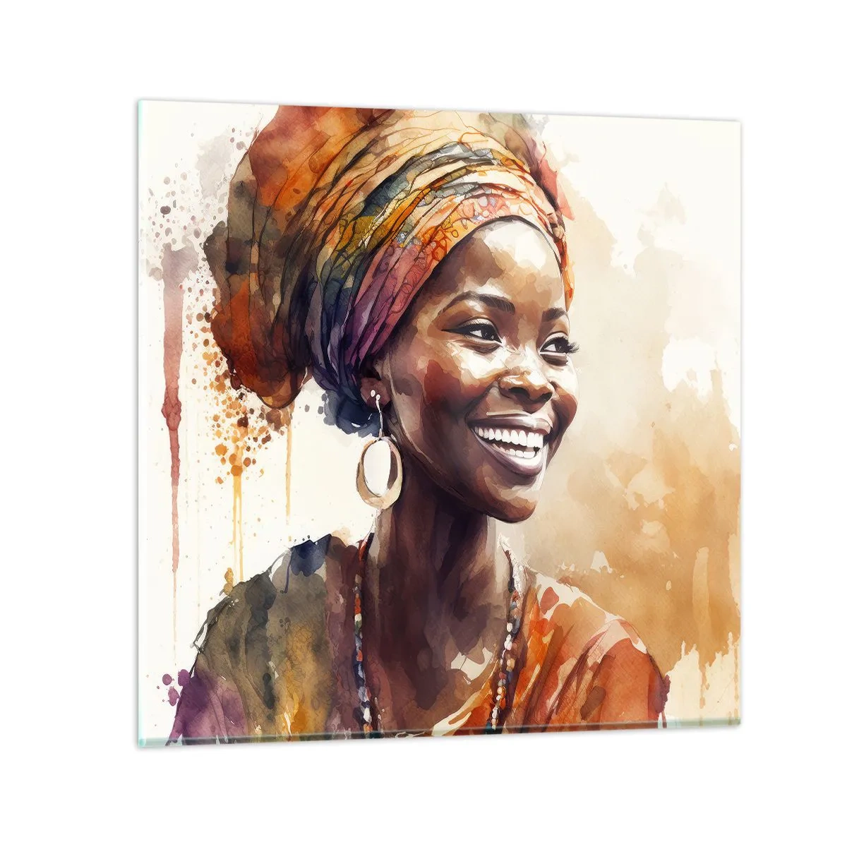 Quadro em vidro - Rainha africana - 70x70 cm