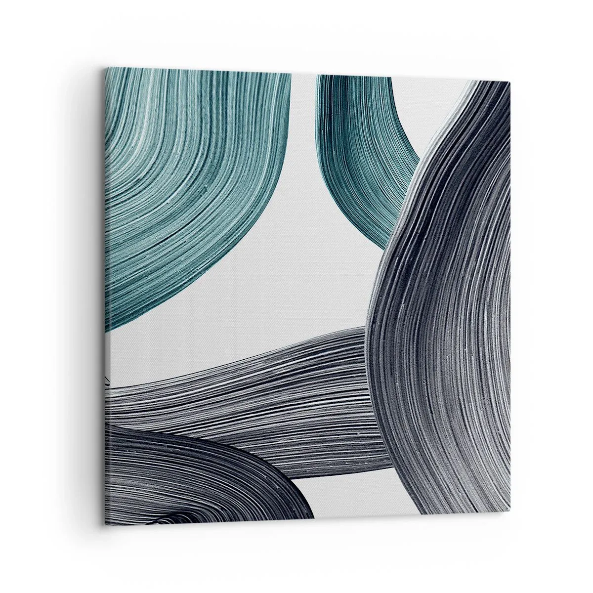 Quadro em tela - Trilhas esmeralda e preta - 50x50 cm