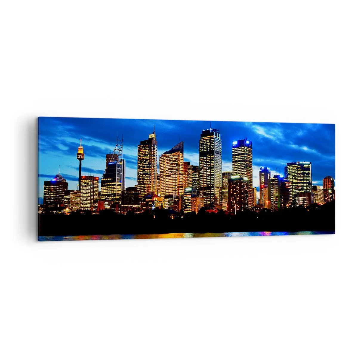 Quadro em tela - Uma noite de luzes e cores - 140x50 cm