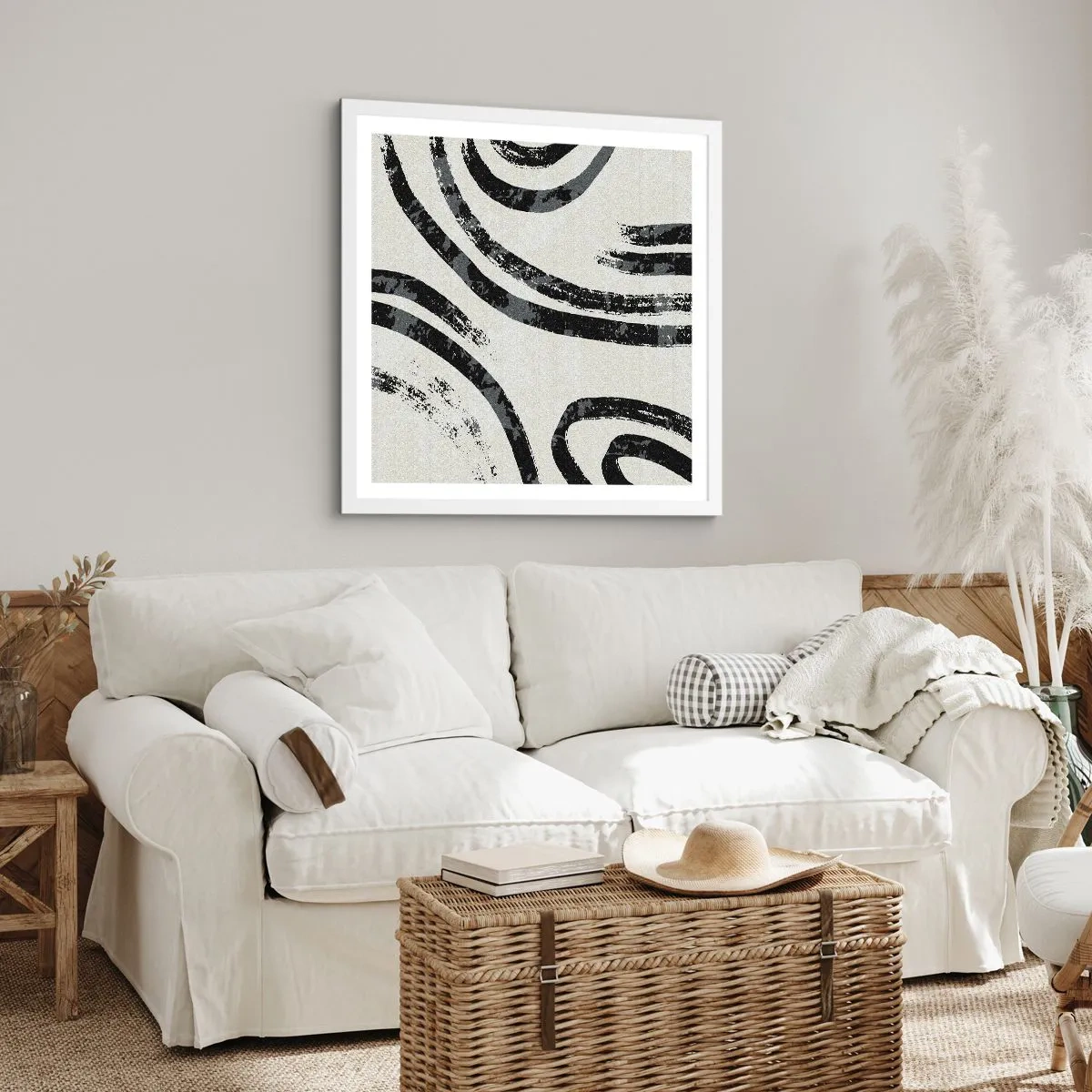 Pôster em moldura branca - Meio parado - 40x40 cm