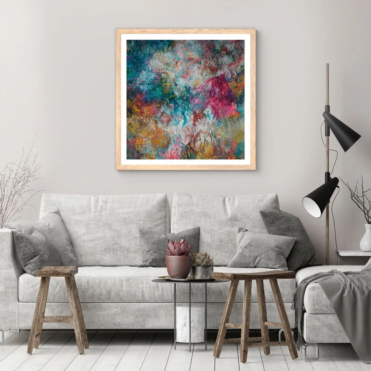 Pôster com moldura de carvalho claro - Em plena floração - 60x60 cm