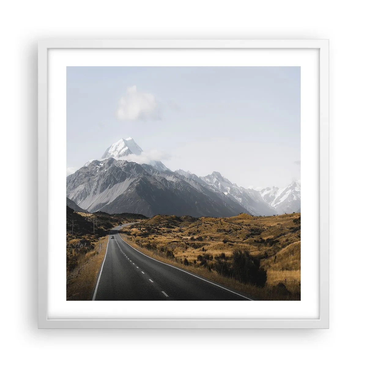 Pôster em moldura branca - O caminho para o coração das montanhas - 50x50 cm