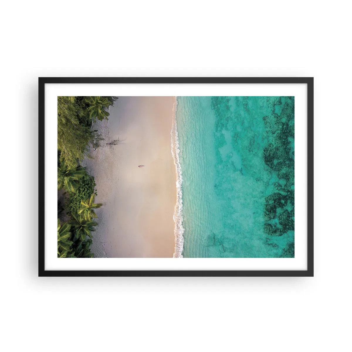 Pôster com moldura preta - Praia do paraíso - 70x50 cm