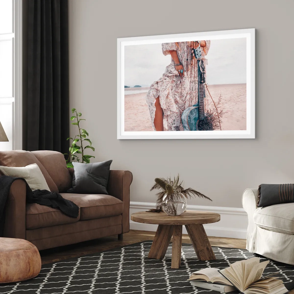 Pôster em moldura branca - Flores a caminho - 100x70 cm