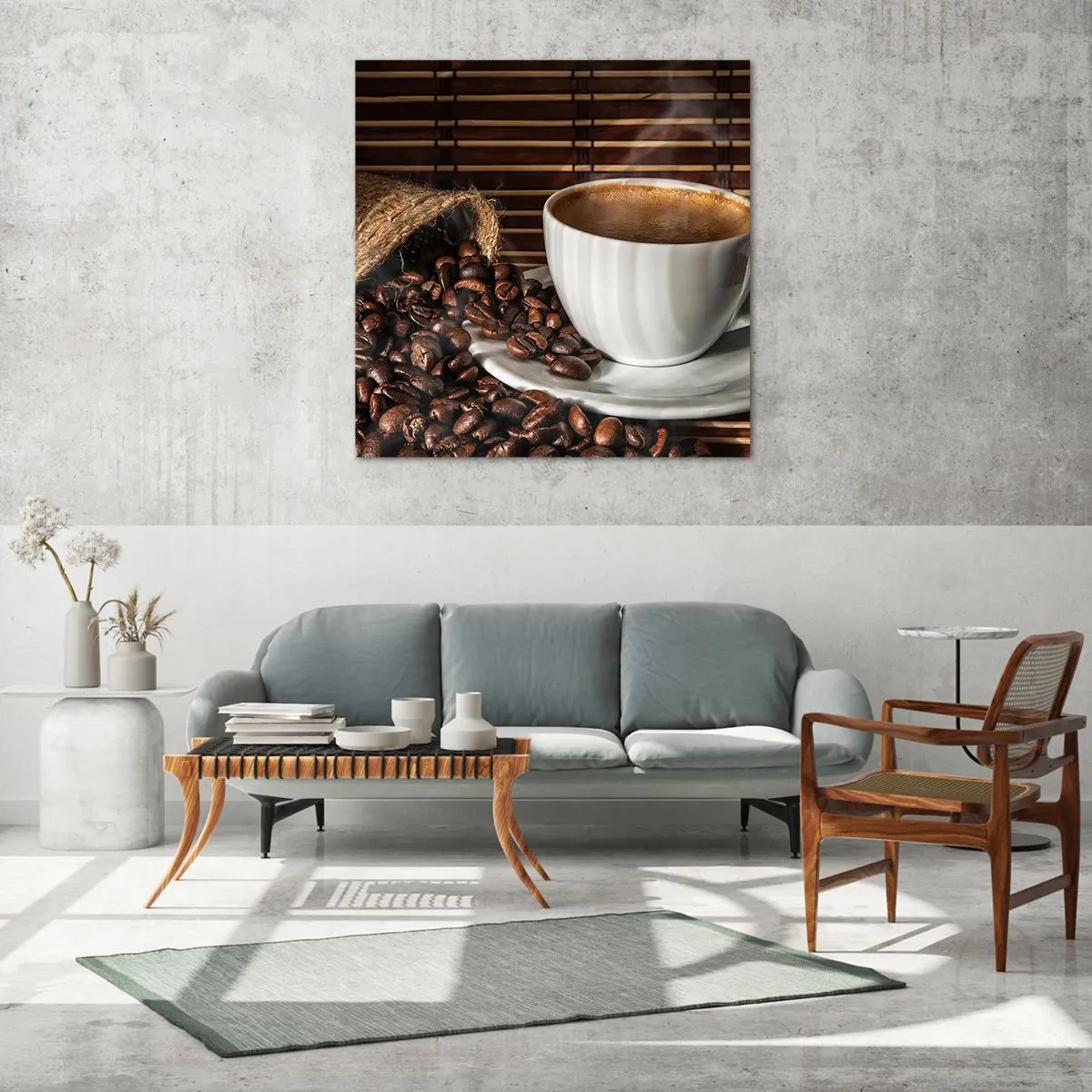 Quadro em vidro - A escuridão do carvão, a transparência do âmbar - 30x30 cm