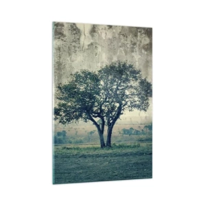 Quadro em vidro - Uma macieira num prado azul? - 80x120 cm