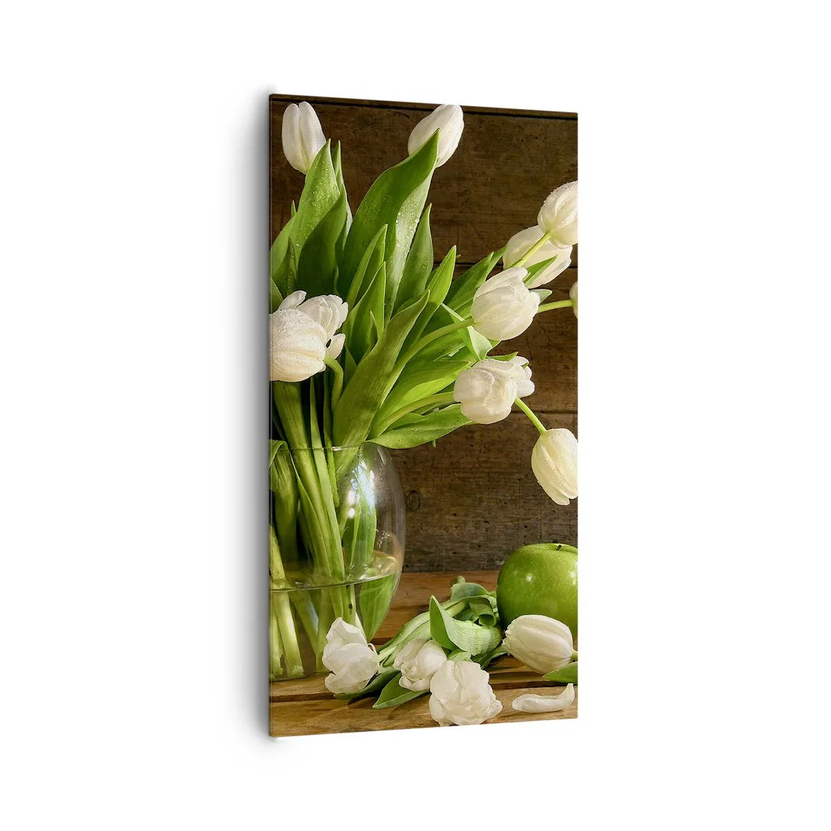 Quadro em tela - Suculentas e frescas em verde e branco - 65x120 cm