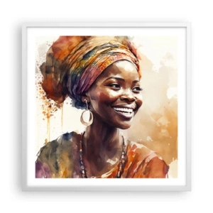 Pôster em moldura branca - Rainha africana - 60x60 cm
