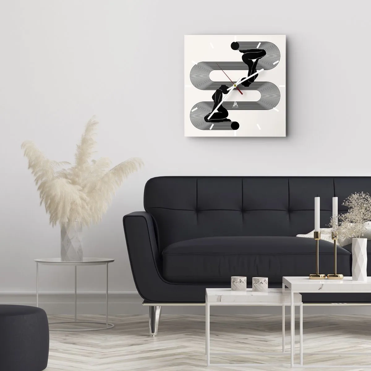 Relógio de parede - Relógio em vidro - Simetria sensual - 30x30 cm