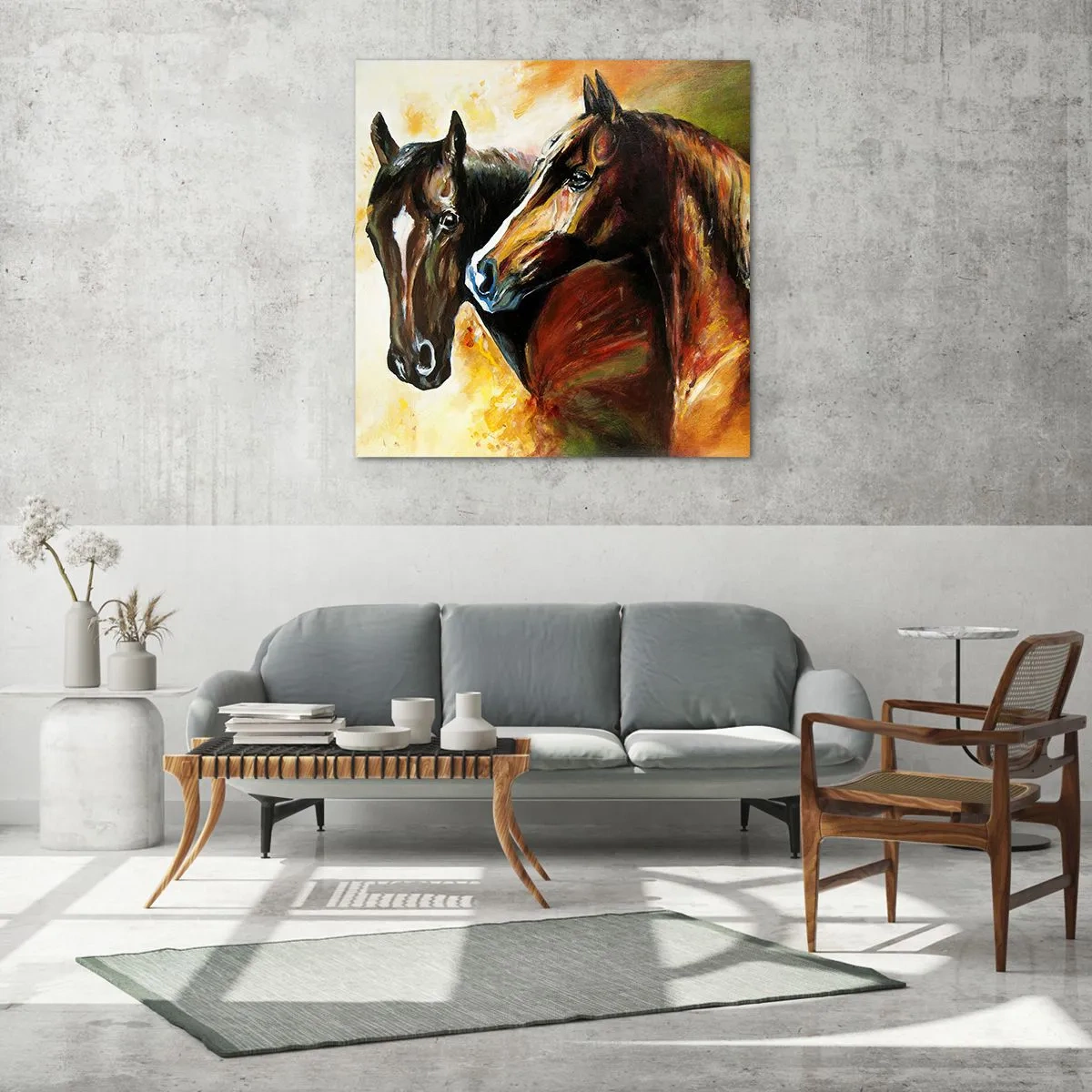 Quadro em vidro - Encanto em dobro - 40x40 cm