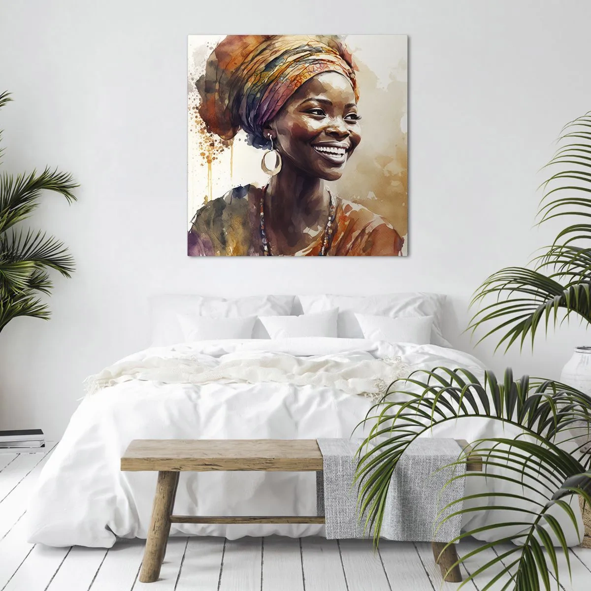 Quadro em tela - Rainha africana - 40x40 cm