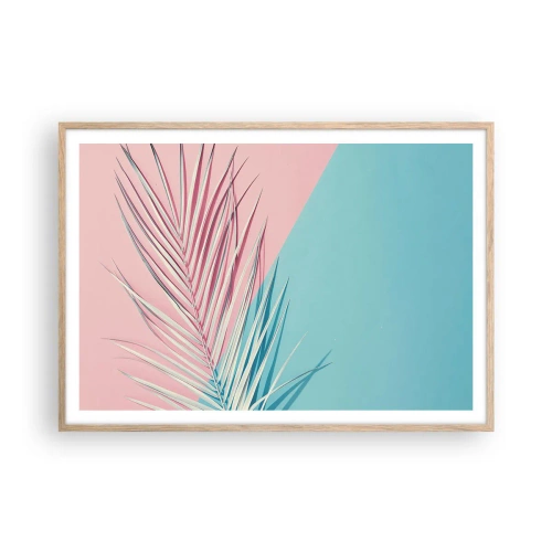Pôster com moldura de carvalho claro - Impressão tropical - 100x70 cm