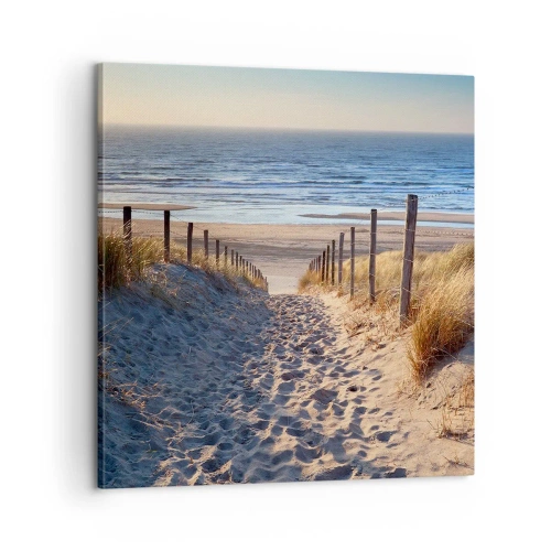 Quadro em tela - O som do mar, o canto dos pássaros, a praia selvagem entre a relva... - 60x60 cm