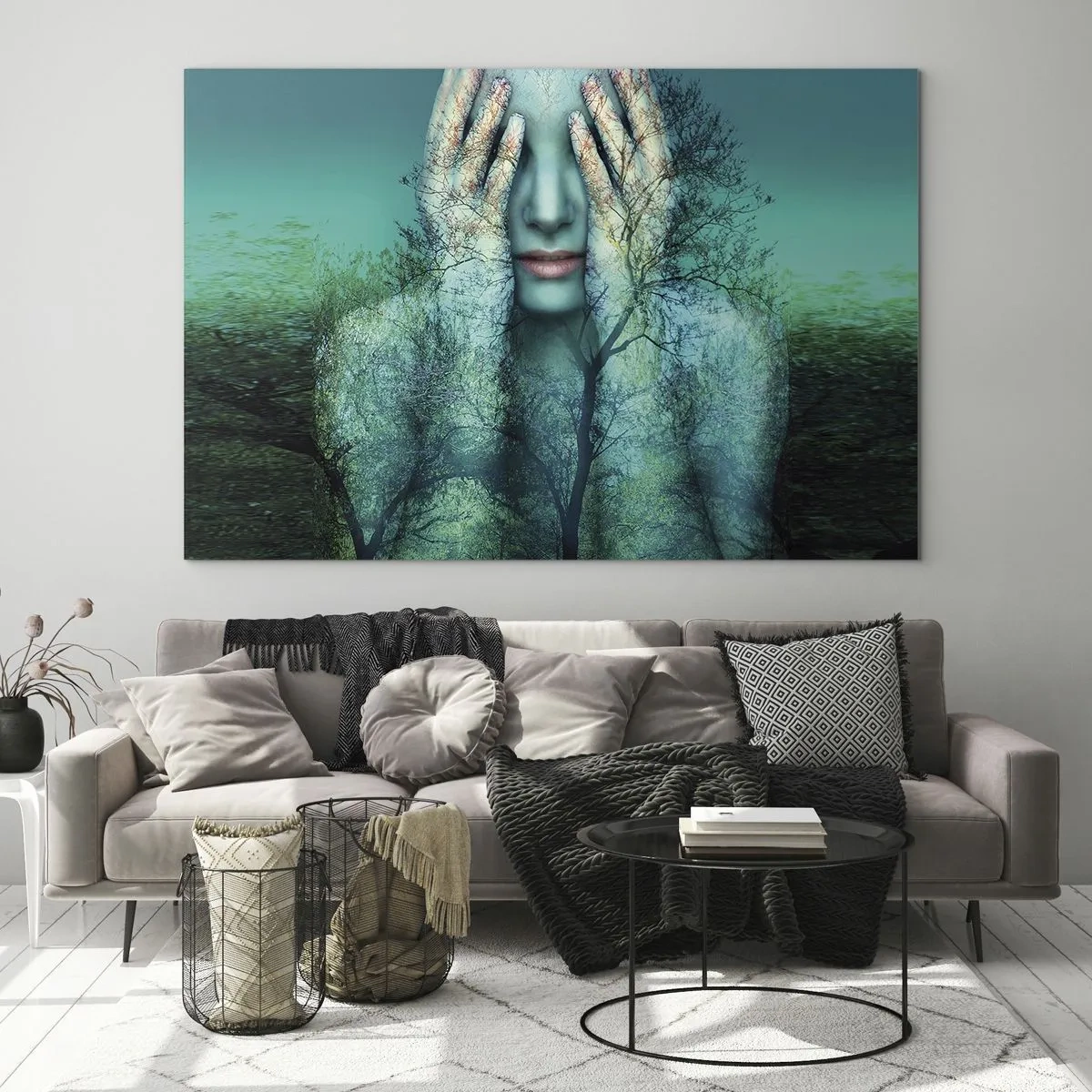 Quadro em vidro - Imersa em azul - 100x70 cm