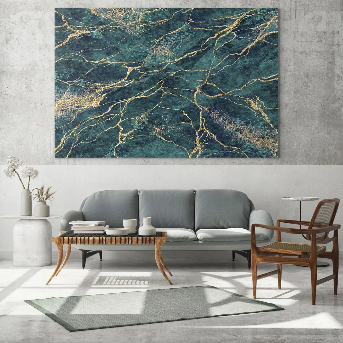 Quadro em vidro - Veia dourada - 140x50 cm