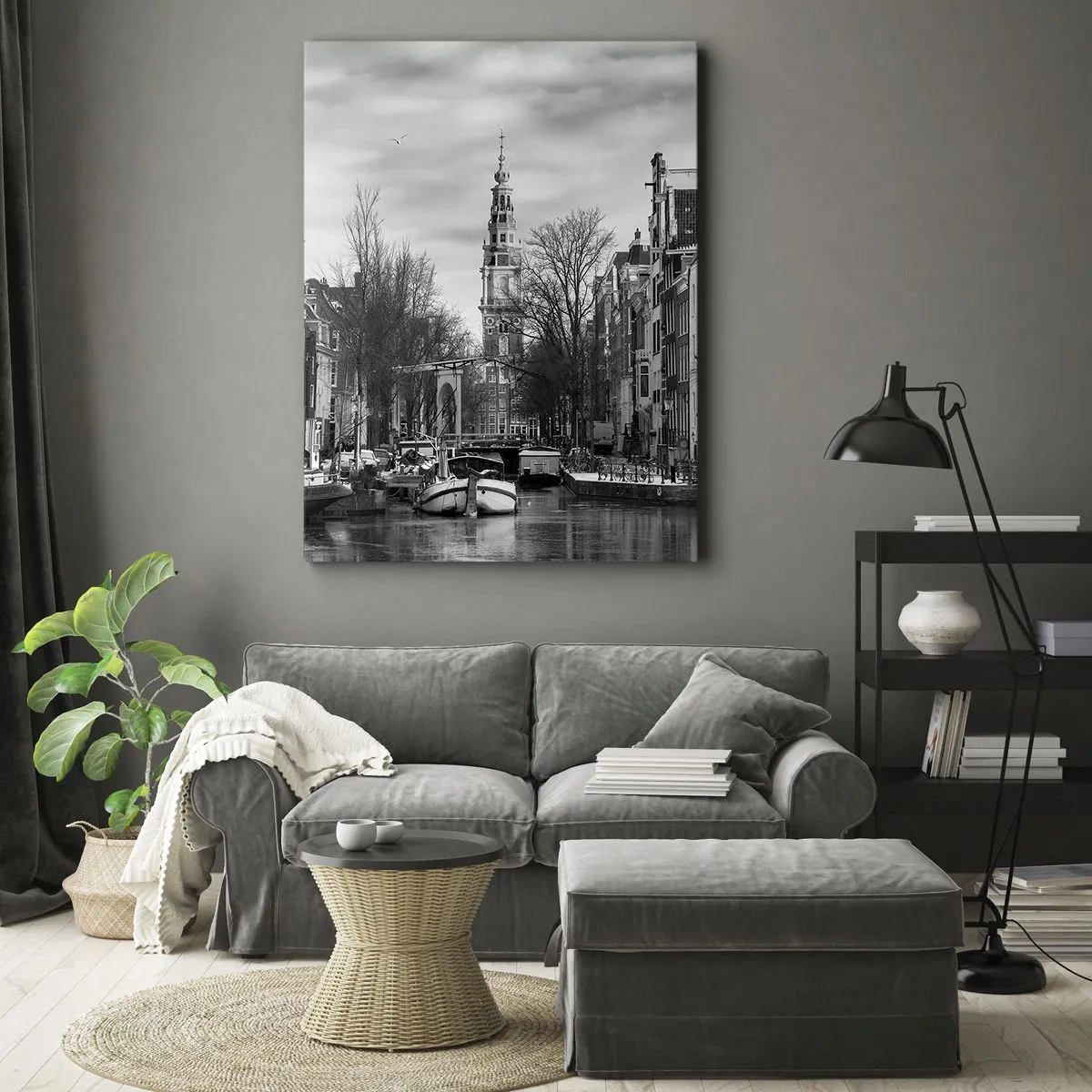 Quadro em tela - Vibrações de Amsterdã - 55x100 cm
