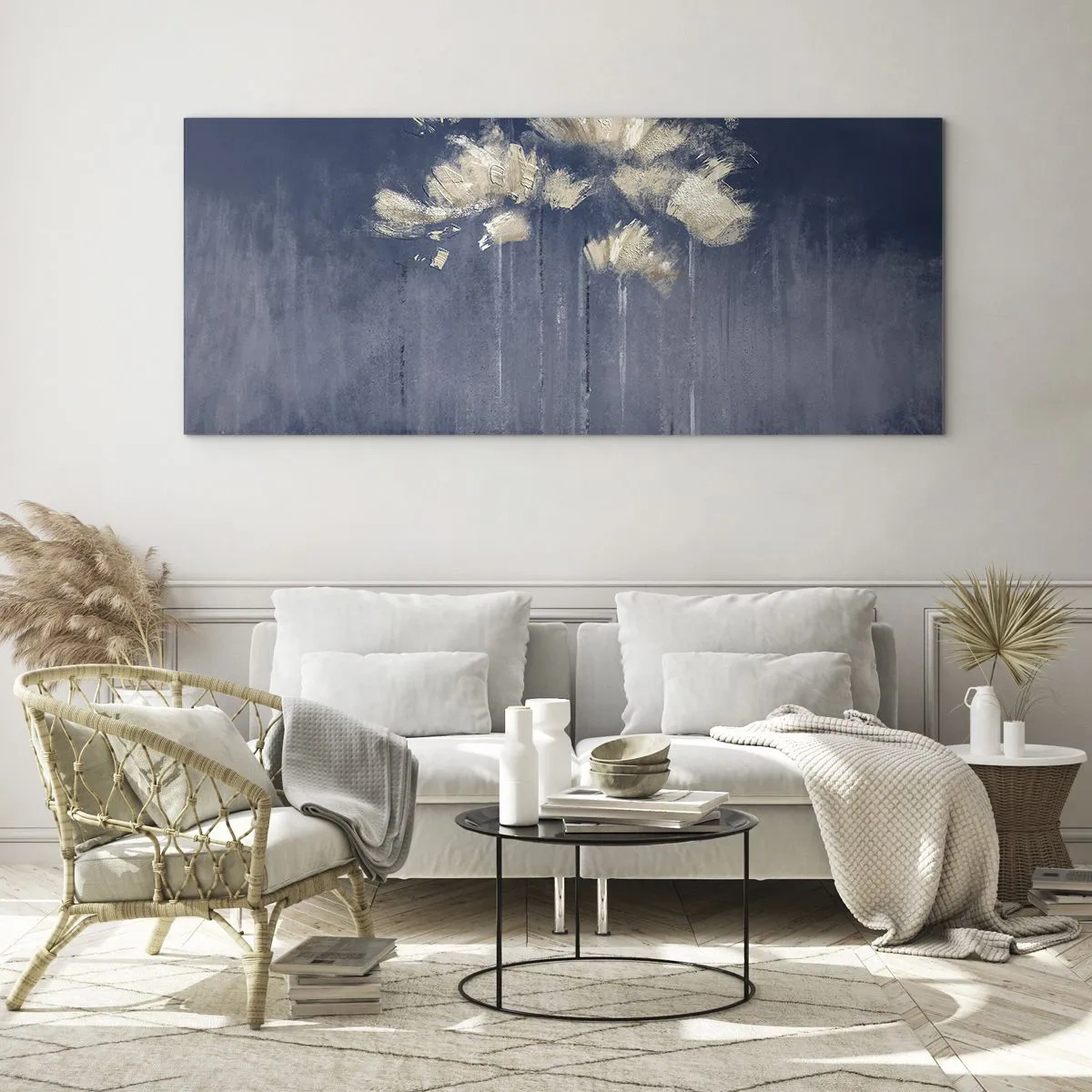 Quadro em vidro - Como pétalas ao vento - 90x30 cm