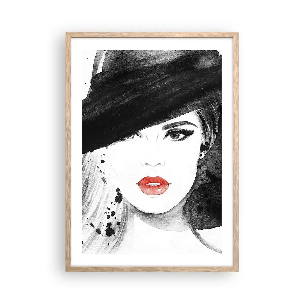 Pôster com moldura de carvalho claro - Dama de Preto - 50x70 cm