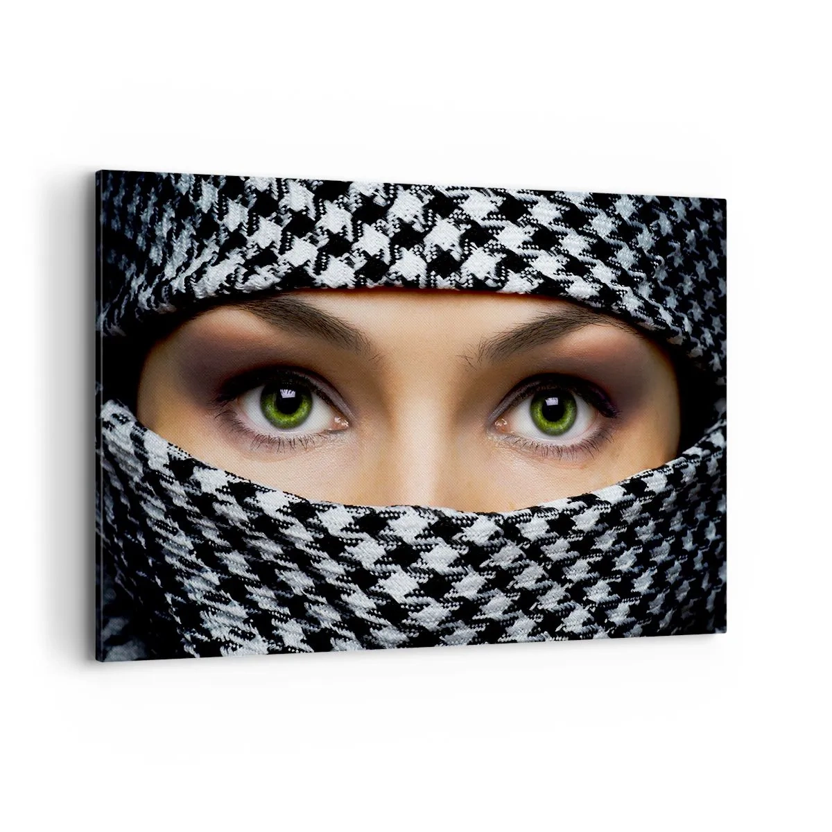 Quadro em tela - Retrato de uma beleza velada de olhos verdes - 120x80 cm