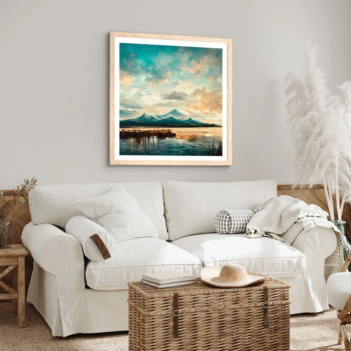 Pôster com moldura de carvalho claro - Sob a proteção do céu - 60x60 cm