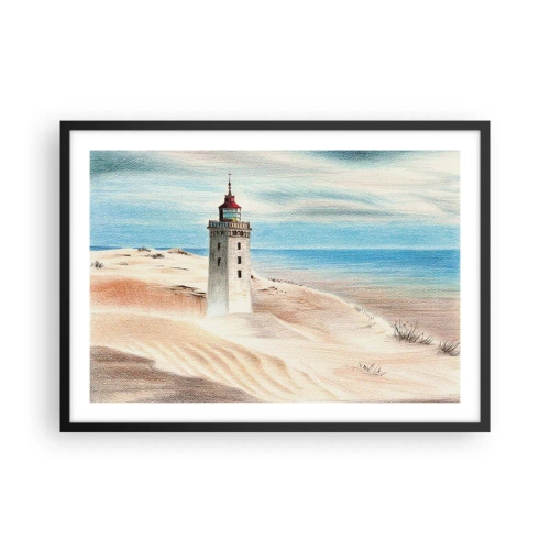 Pôster com moldura preta - Sempre a olhar para o mar - 70x50 cm
