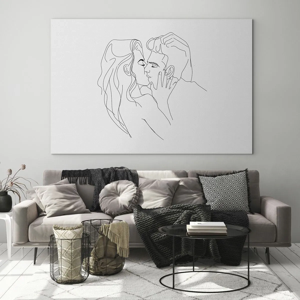 Quadro em vidro - Com a mesma linha - 120x80 cm
