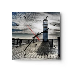 Relógio de parede - Relógio em vidro - Marinheiros, aguardo ansiosamente - 40x40 cm