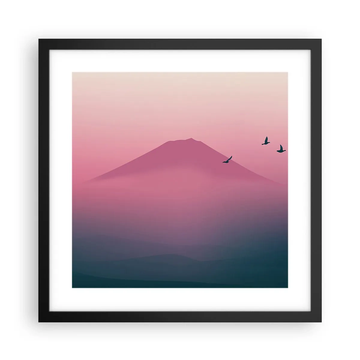 Pôster com moldura preta - Andarilhos sob as nuvens - 40x40 cm