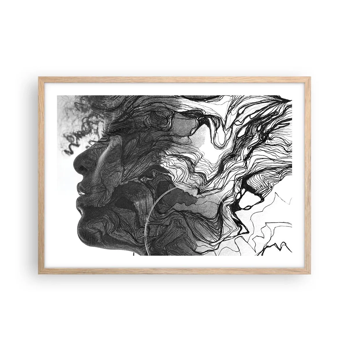 Pôster com moldura de carvalho claro - Entrelaçados em sonhos - 70x50 cm