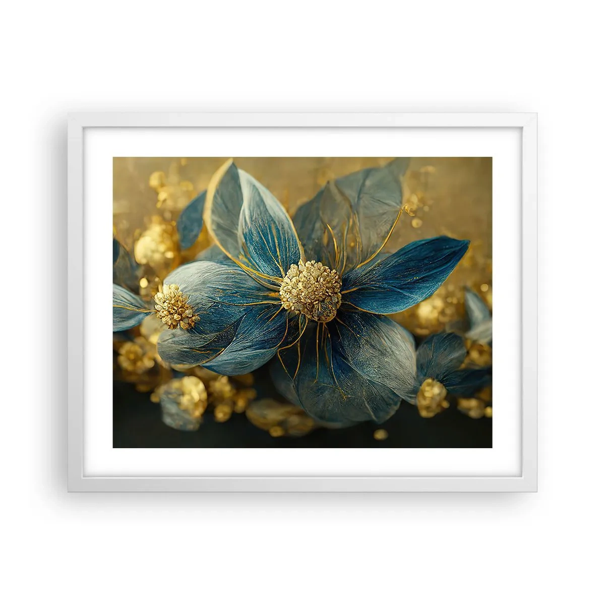Pôster em moldura branca - Florescer com ouro - 50x40 cm