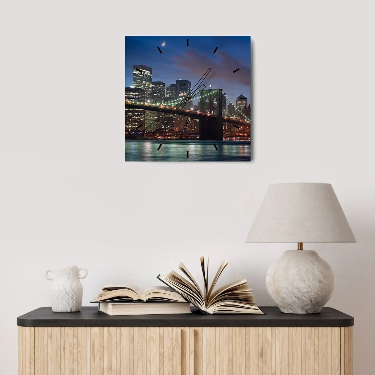 Relógio de parede - Relógio em vidro - Noite brilhante - 30x30 cm