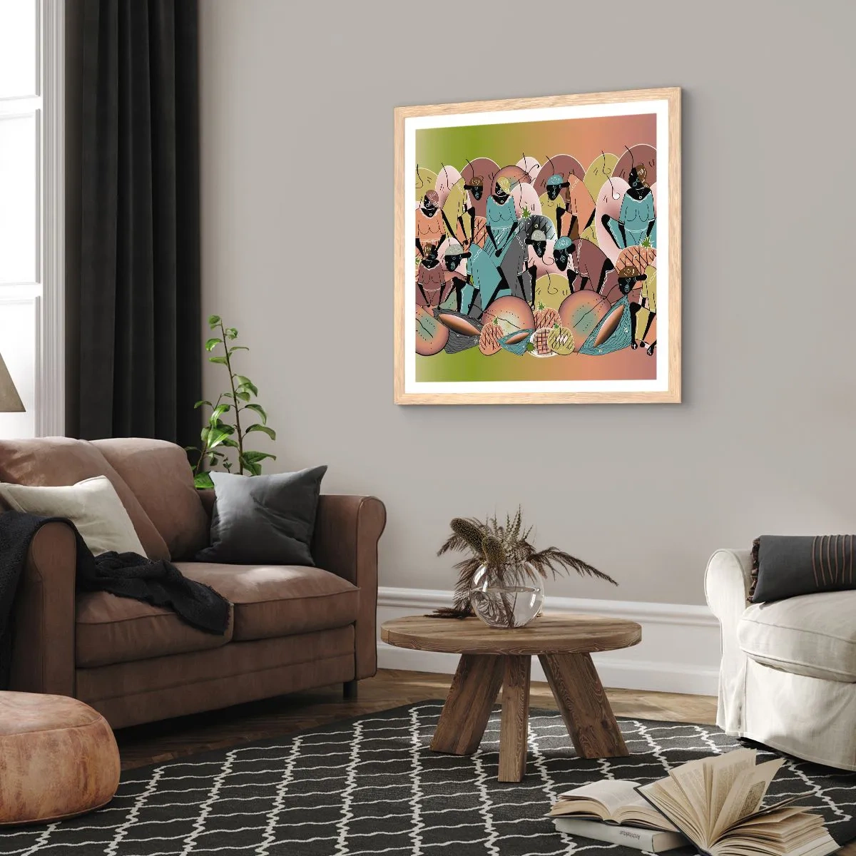 Pôster com moldura de carvalho claro - Uma grande festa se aproxima - 60x60 cm