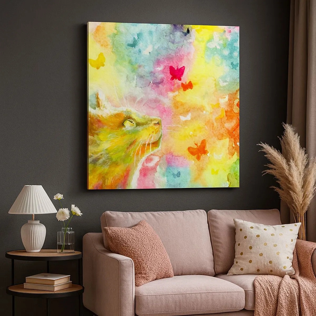 Quadro em tela - O paraíso dos gatos - 30x30 cm