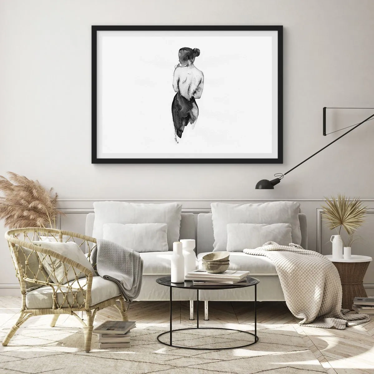 Pôster com moldura preta - Com ela, o mundo desaparece - 100x70 cm