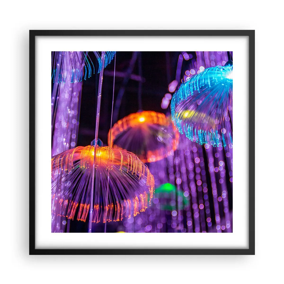 Pôster com moldura preta - Fonte de luz - 50x50 cm