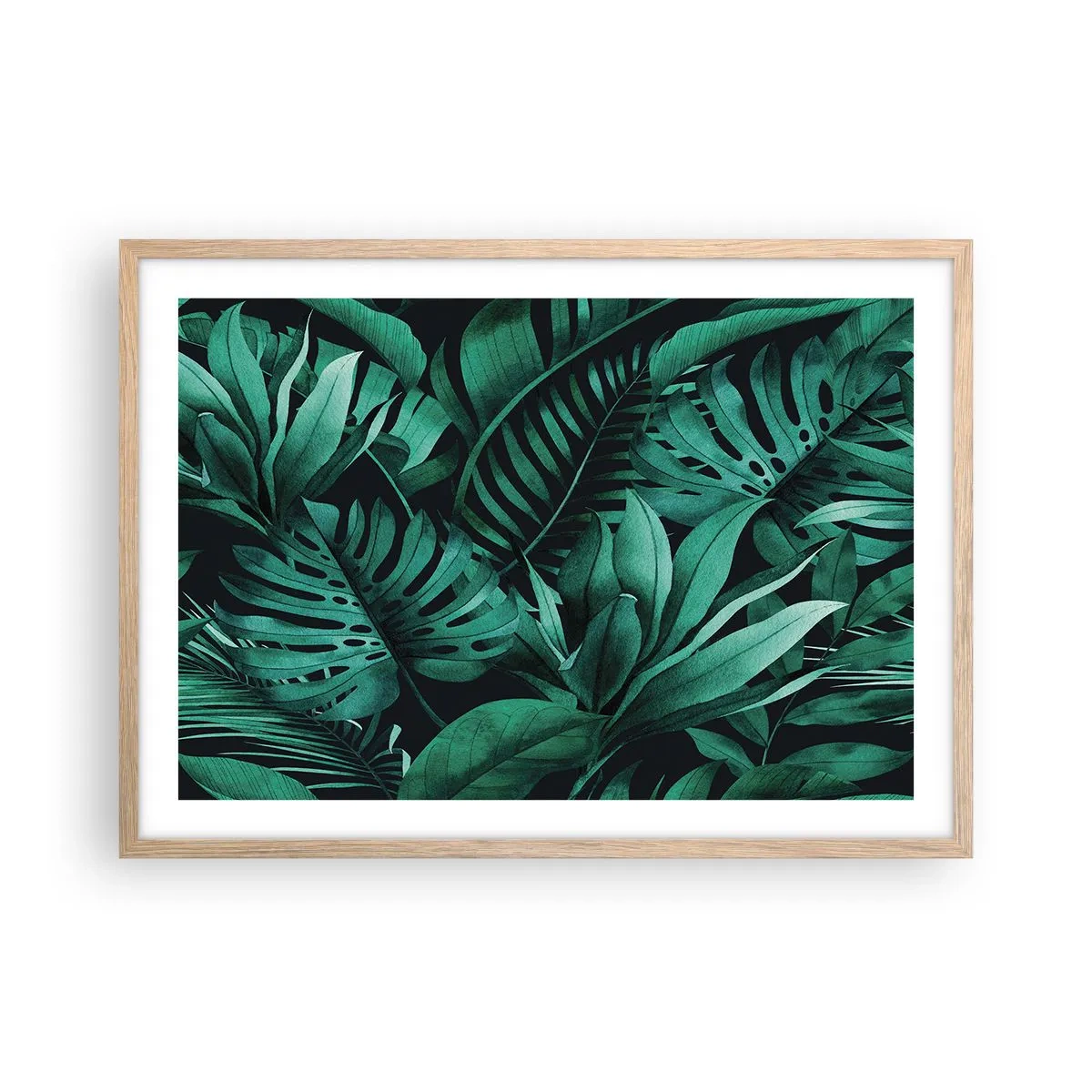 Pôster com moldura de carvalho claro - A profundidade da vegetação tropical - 70x50 cm