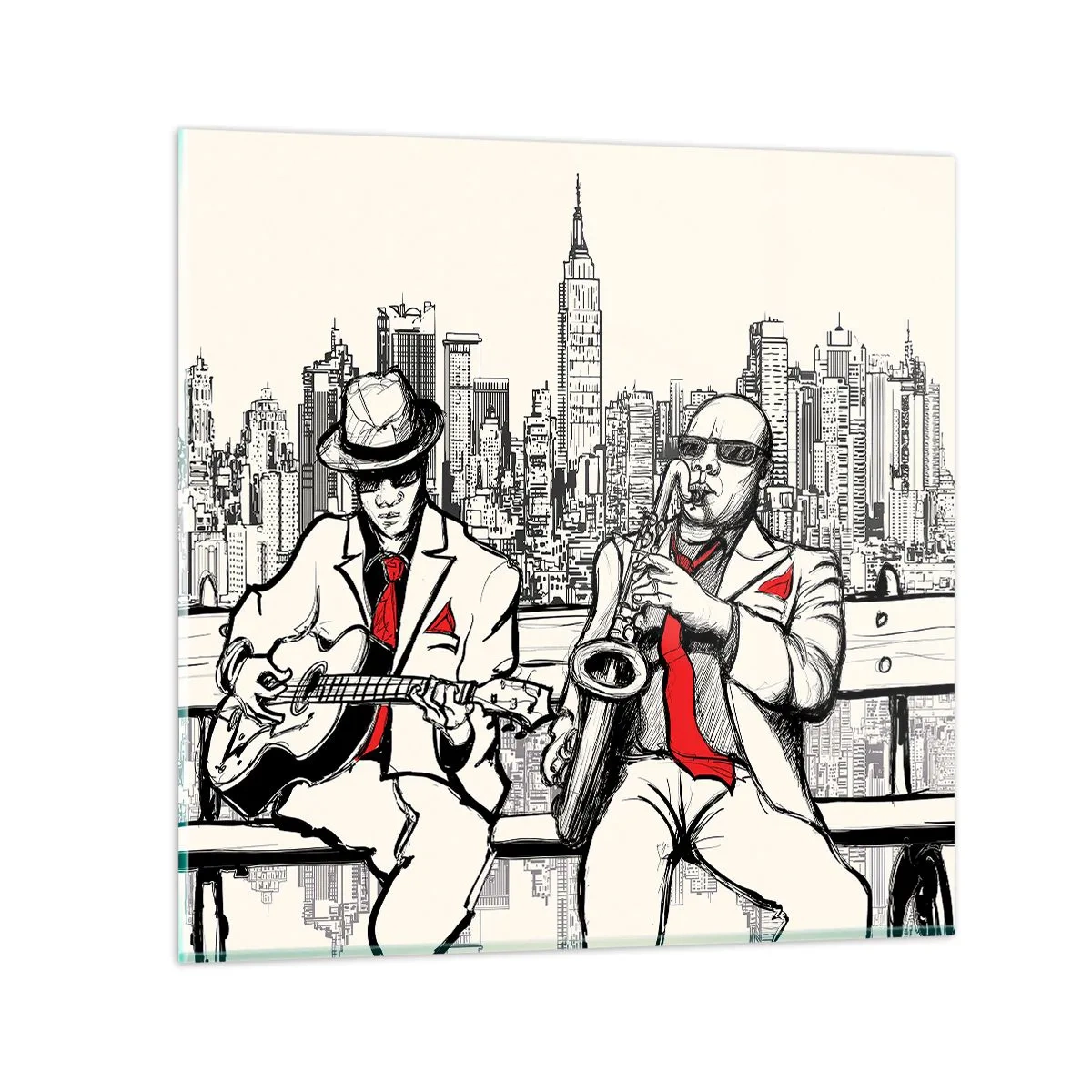 Quadro em vidro - Improvisação nova-iorquina - 50x50 cm