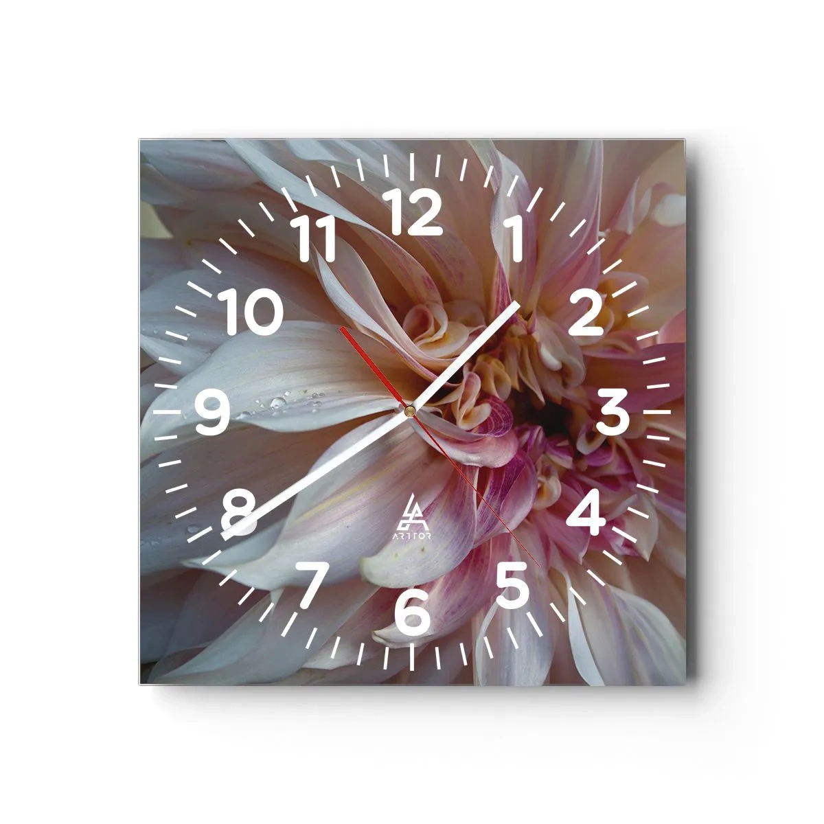 Relógio de parede - Relógio em vidro - Frescor florescente - 30x30 cm