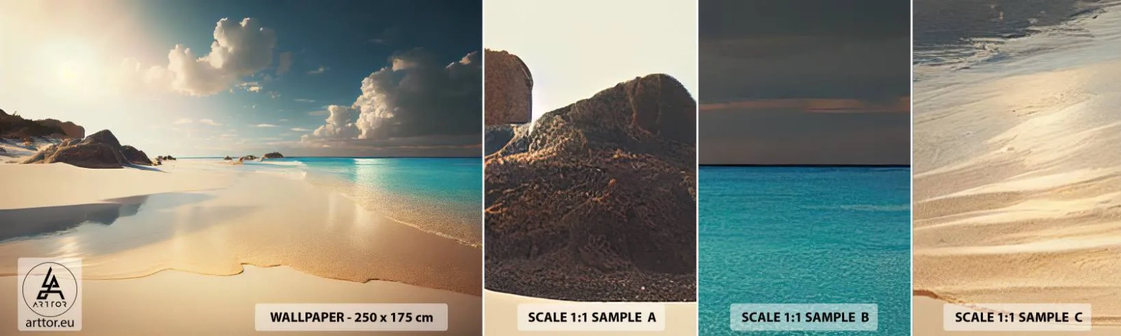 Amostra de papel de parede autocolante Deluxe Sticker - Um dia de sonho - Praia selvagem, oceano, Borda - 100x30 cm