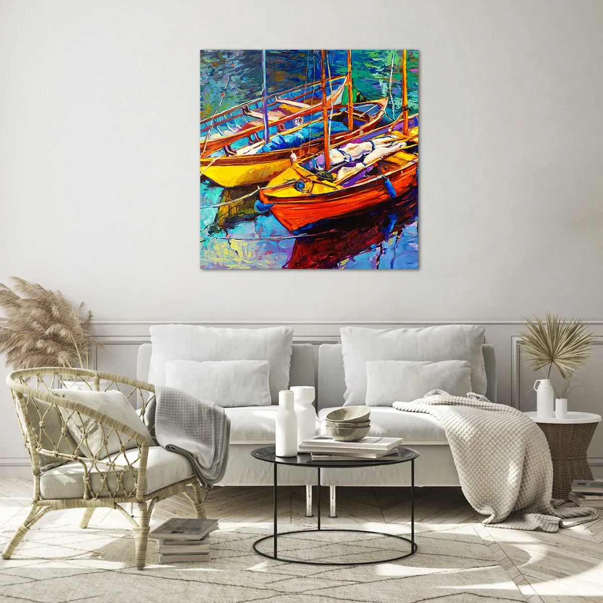 Quadro em vidro - Em águas espessas pelas cores - 40x40 cm